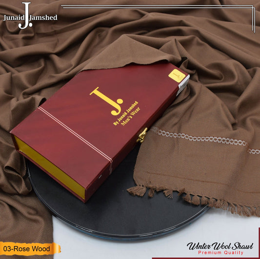 J. PREMIUM WOOL SHAWL FOR MENS WITH LUXURY GIFT BOX & BAG ( Rose Wood )