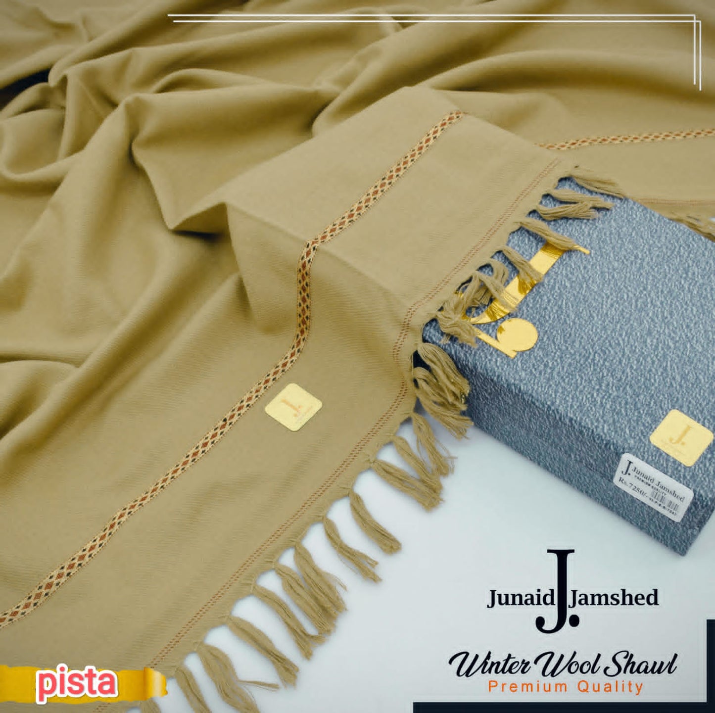 J. PREMIUM WOOL SHAWL FOR MENS WITH GIFT BOX & BAG ( Pista )