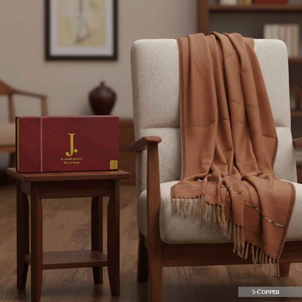 J. PREMIUM WOOL SHAWL FOR MENS WITH LUXURY GIFT BOX & BAG ( Cooper )