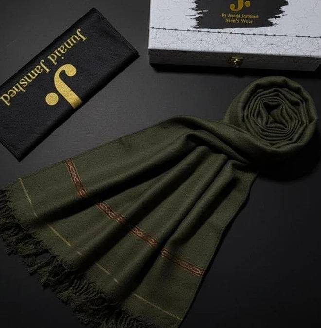 J. MENS PREMIUM ( OLIVE ) SHAWL WITH BOX AND BAG + FREE SHIPPING