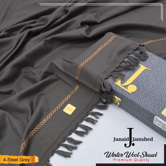 J. PREMIUM WOOL SHAWL FOR MENS WITH GIFT BOX & BAG  ( Steel Grey )