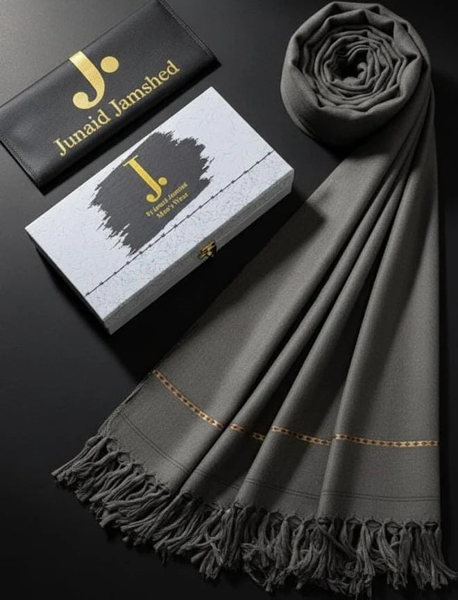 J. MENS PREMIUM ( STEAL GREY ) SHAWL WITH BOX AND BAG + FREE SHIPPING