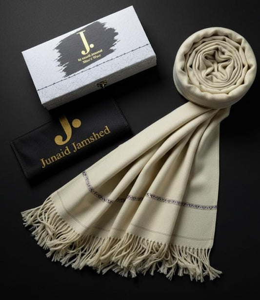 J. MENS PREMIUM ( CREAM ) SHAWL WITH BOX AND BAG + FREE SHIPPING